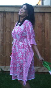 Light pink lotus cotton kaftan